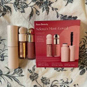 Rare Beauty Selena’s Most Loved Set highlighter cream blush mascara travel
